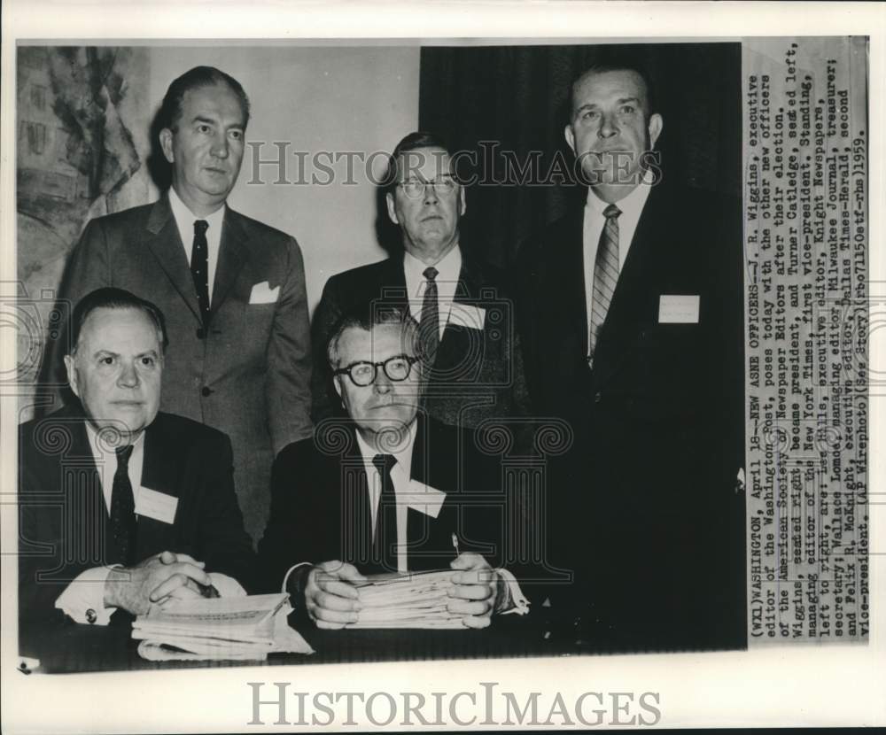 1959 J.R. Wiggins poses with other new ASNE officers in Washington-Historic Images