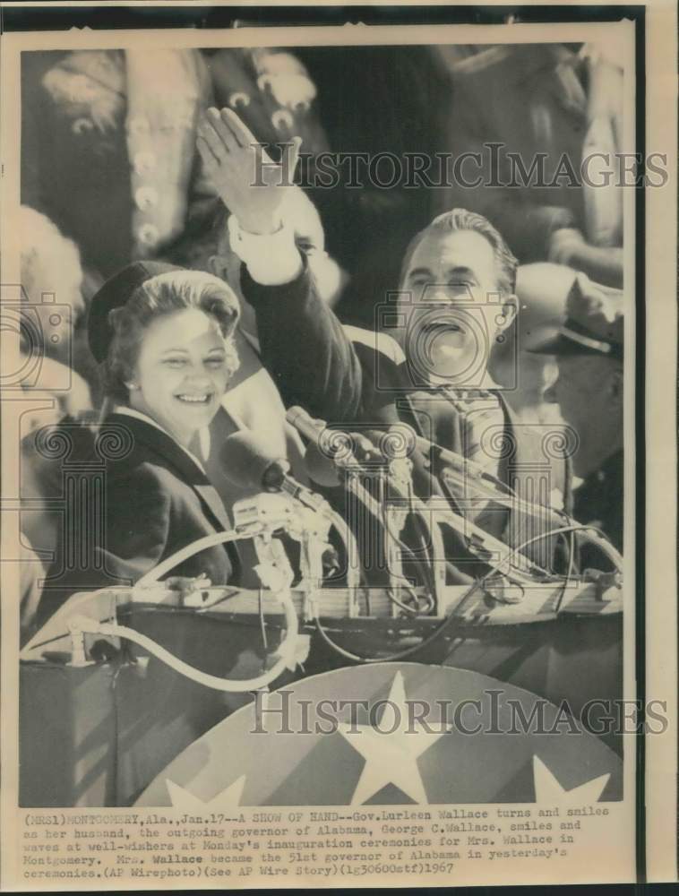 1967 Press Photo Alabama- Governor Lurleen Wallace with husband George Wallace - Historic Images