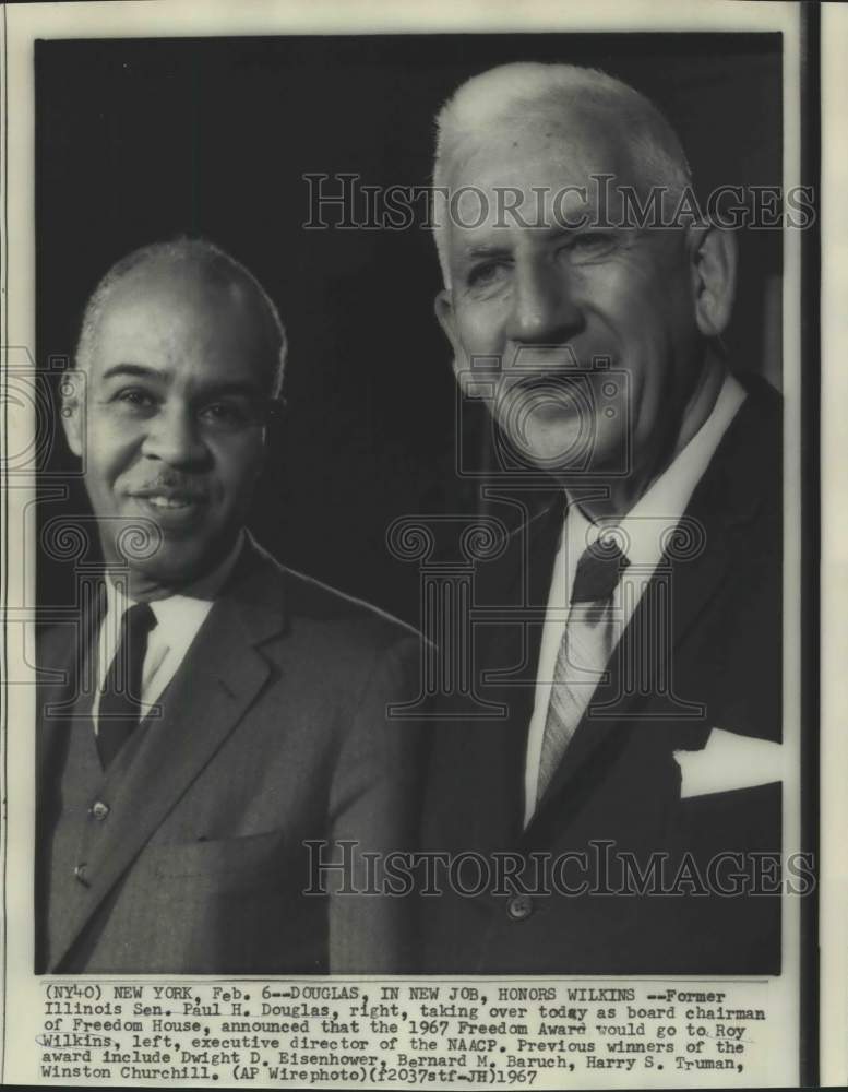 1967 Paul Douglas presents Freedom Award to NAACP&#39;s Roy Wilkins.-Historic Images