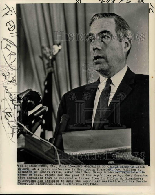 1964 Pennsylvania Governor William Scranton at press conference-Historic Images