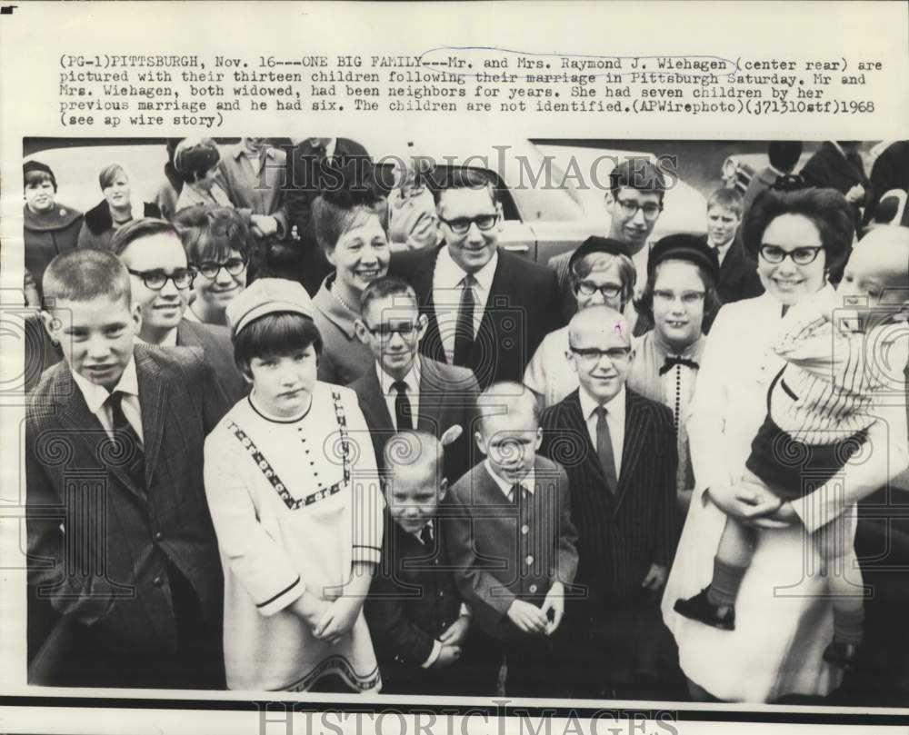 1968 Mr. &amp; Mrs. Raymond J. Wiehagen &amp; their children after they wed-Historic Images