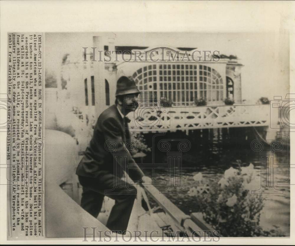 1965 Henri Fentener Van Vlissingen of Switzerland looks across lake-Historic Images