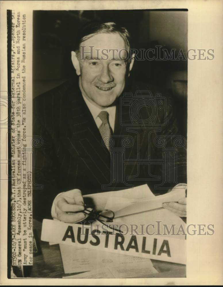 1950 P.C. Spencer, Australian Minister of State for External Affairs - Historic Images