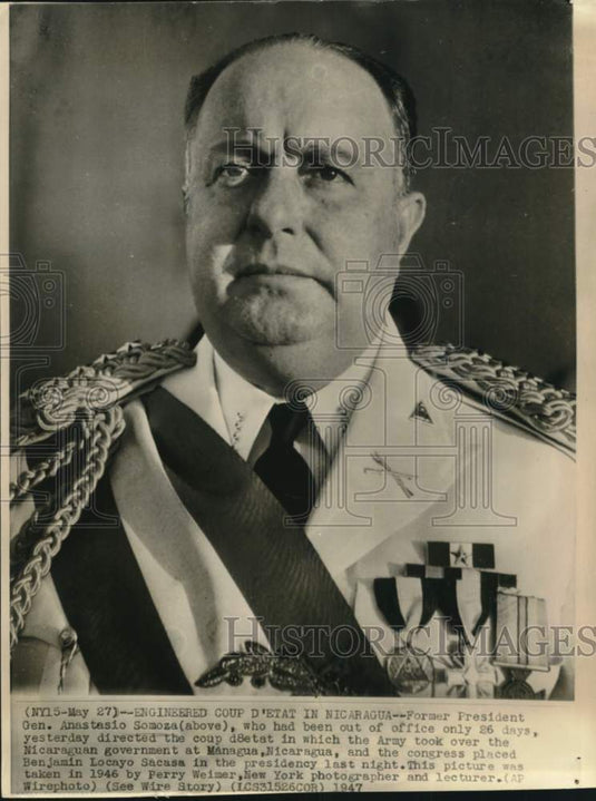 1946 Nicaragua's former President General Anastasio Somoza - Historic Images