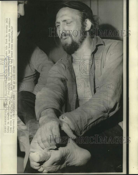 1966 Captured fugitive Marion Stewart sits in Arkadelphia jail. - Historic Images
