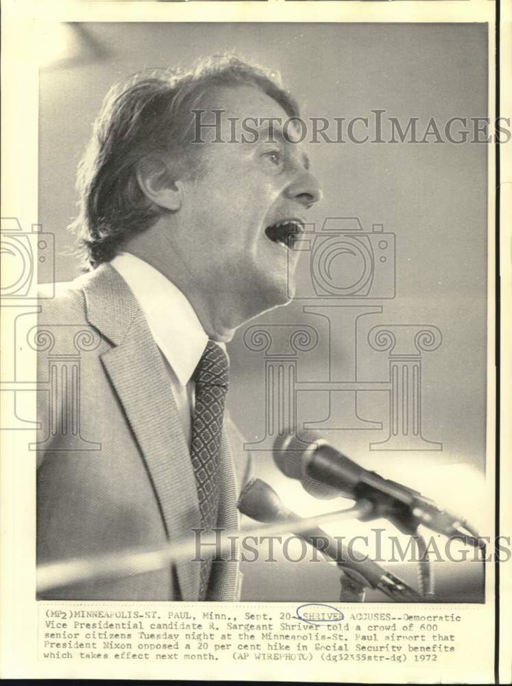 1972 Vice Presidential candidate Sargent Shriver campaigns in MN - Historic Images