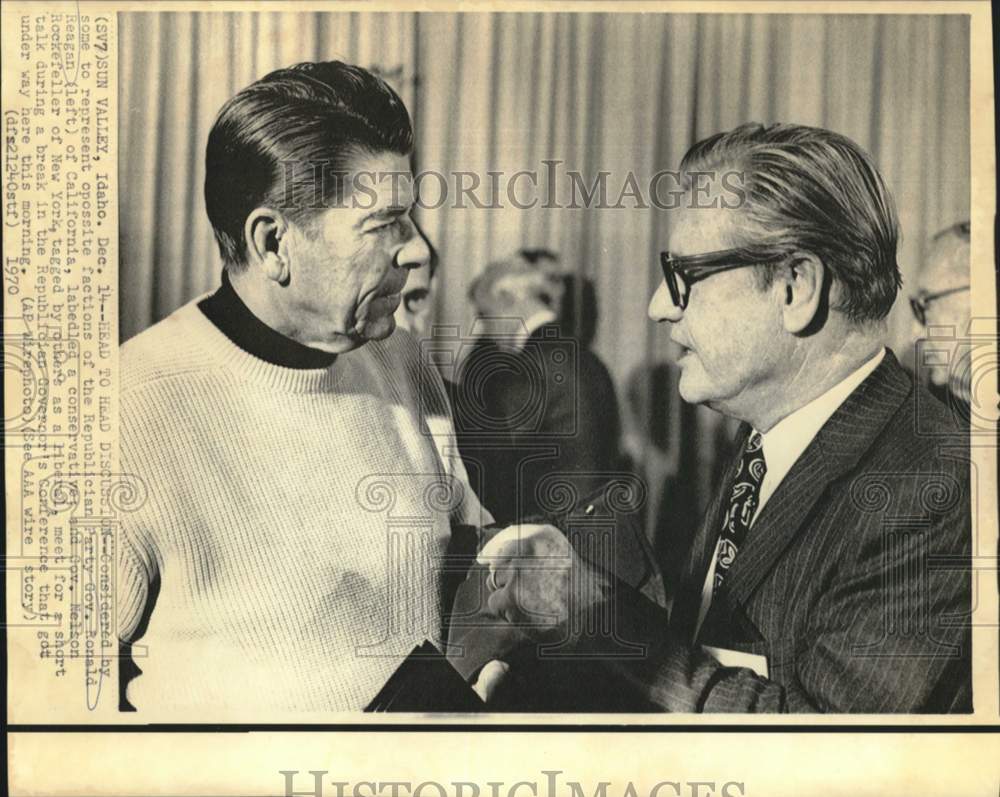 1970 Governors Ronald Reagan and Nelson Rockefeller confer in Idaho - Historic Images