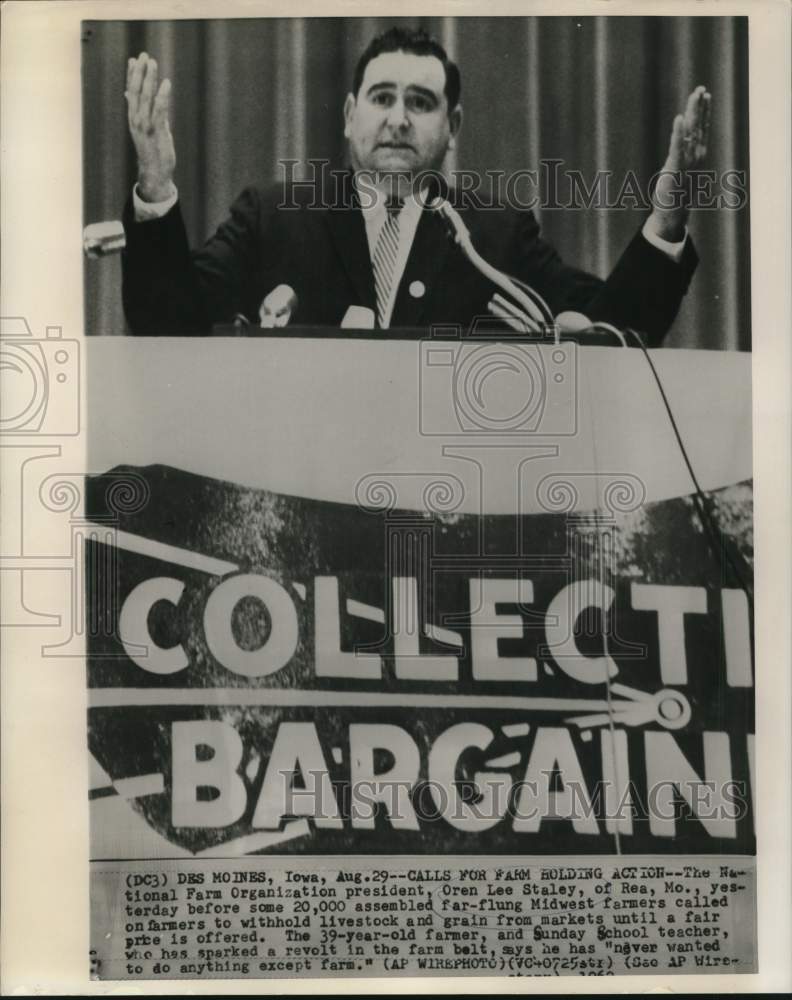 1962 Oren Lee Staley of National Farm Organization speaks to farmers-Historic Images