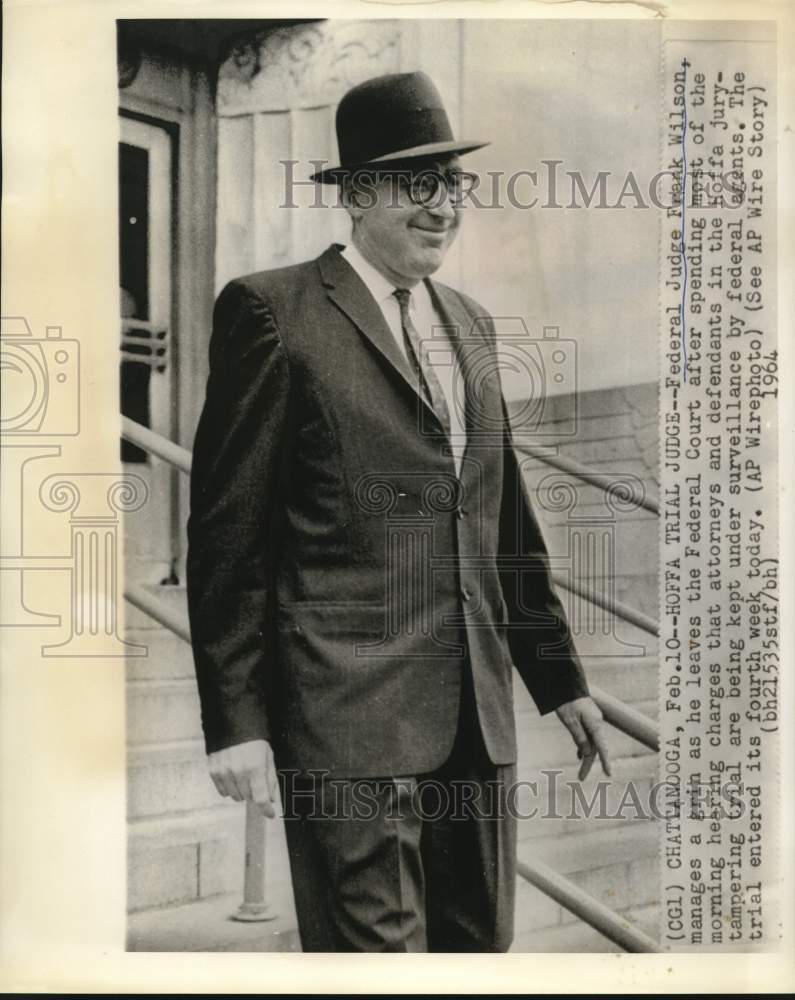 1964 Federal Judge Frank Wilson leaves court in Chattanooga - Historic Images