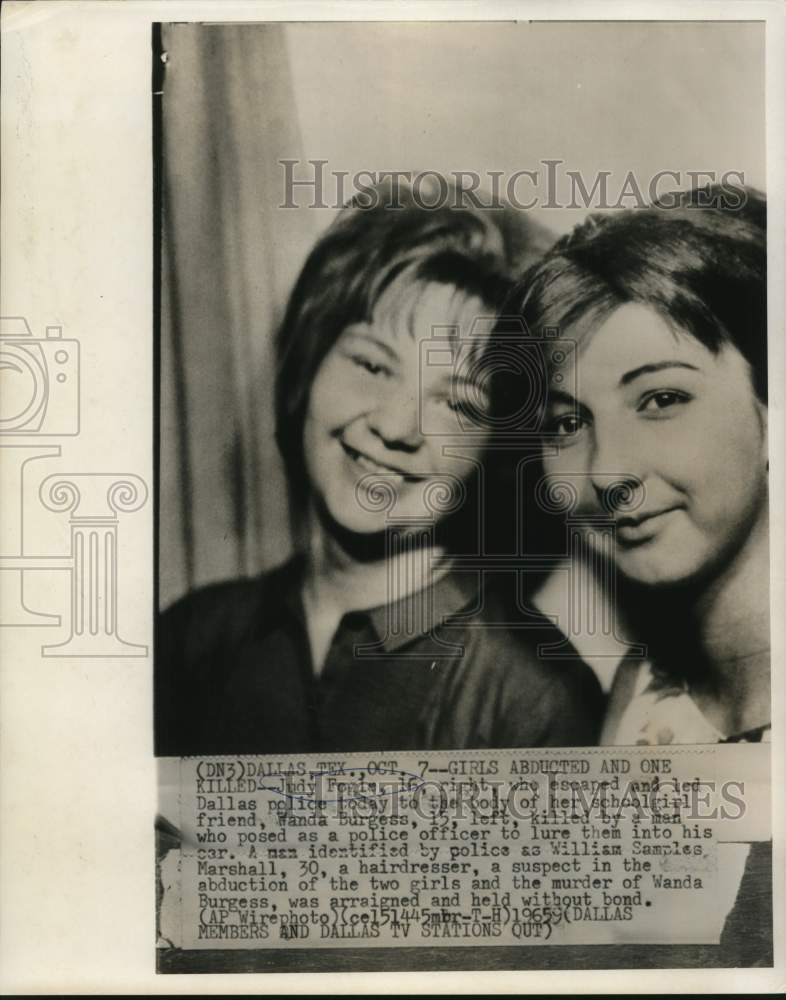 1965 Judy Fogie and Wanda Burgess, victims of William Marshall - Historic Images