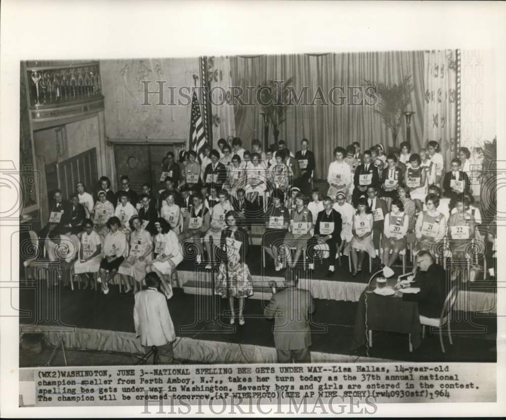 1964 Contestants during National Spelling Bee contest in Washington - Historic Images