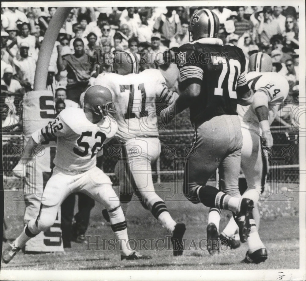 1969 Saints&#39; Walter Johnson trying for for touchdown after fumble - Historic Images