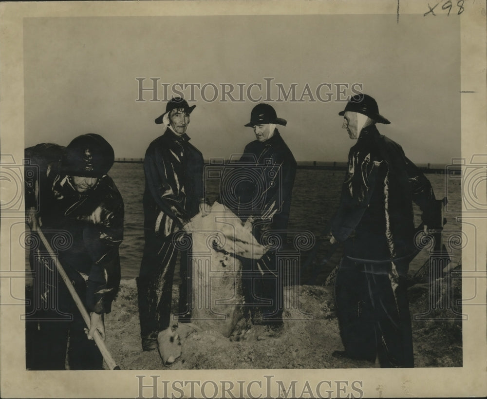 1950 Press Photo Streets Dept. workers at Bay St. Louis Mississippi - nox00481- Historic Images