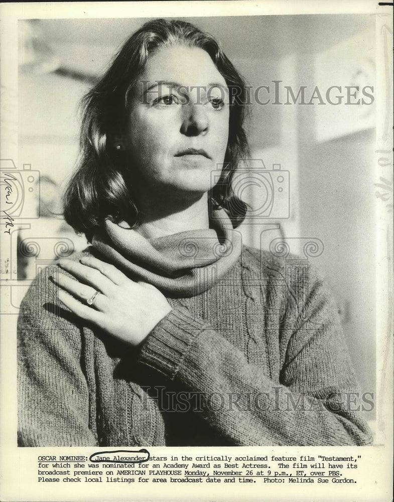 1984 Press Photo Actress Jane Alexander Stars in Testament on American Playhouse- Historic Images