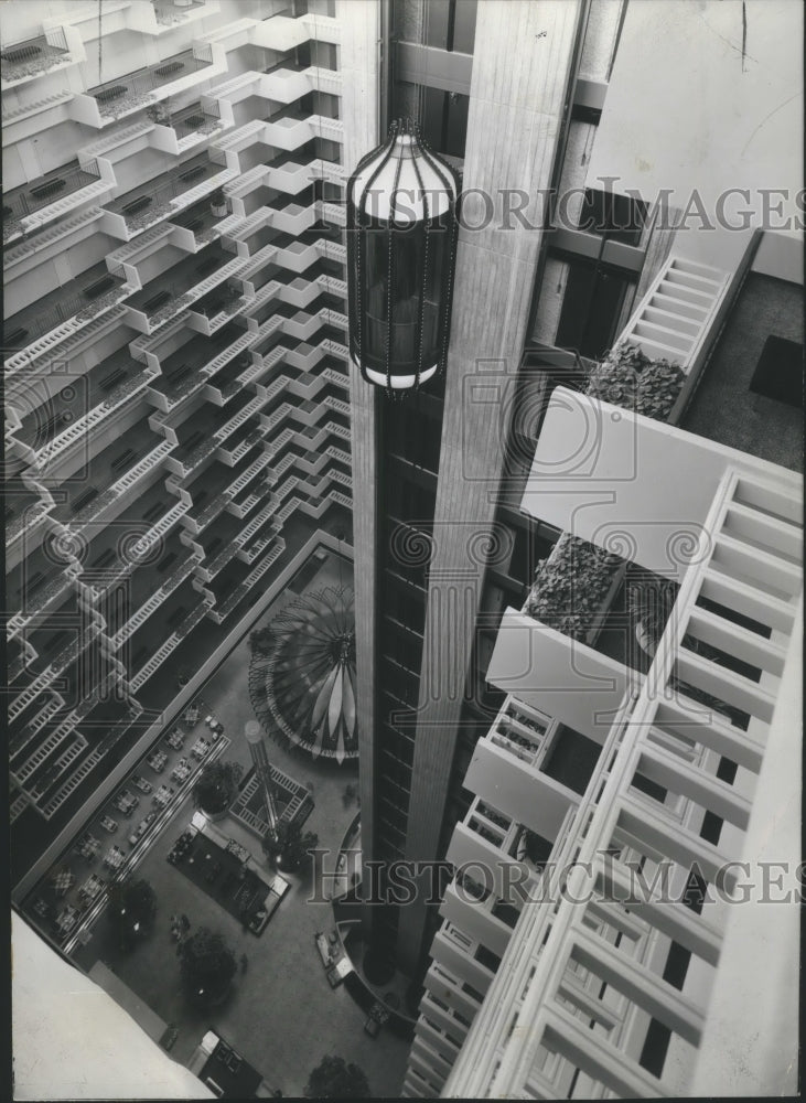 1967 View of the gallery from the 17th floor of hotel in Atlanta. - Historic Images