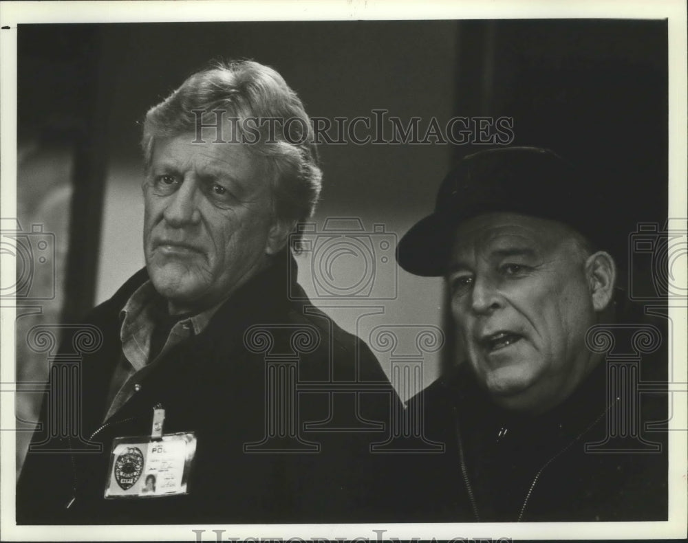 1982 Press Photo James Arness and Scott Brady star on McClain&#39;s Law, on NBC.- Historic Images