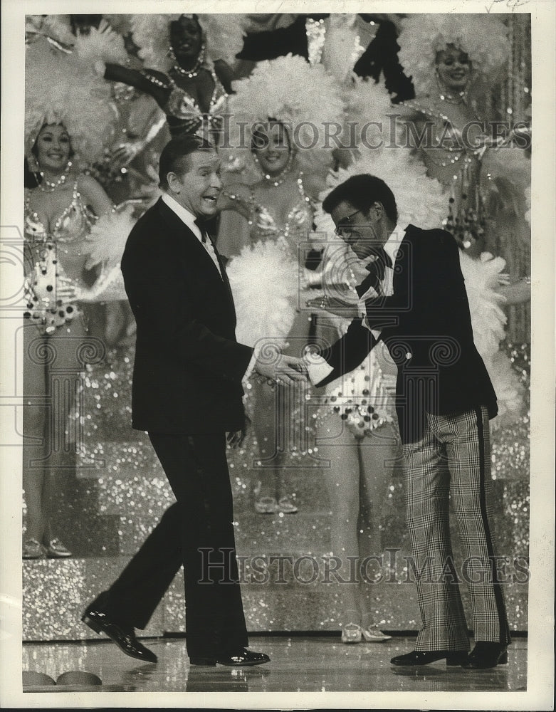 1973 Press Photo Milton Berle and Sammy Davis Jr. on NBC Follies - Historic Images