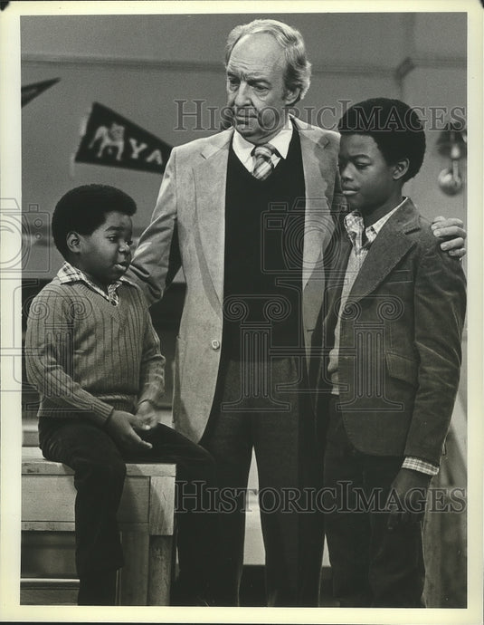 1980 Press Photo Gary Coleman, Conrad Bain & Todd Bridges on Diff'rent Strokes - Historic Images