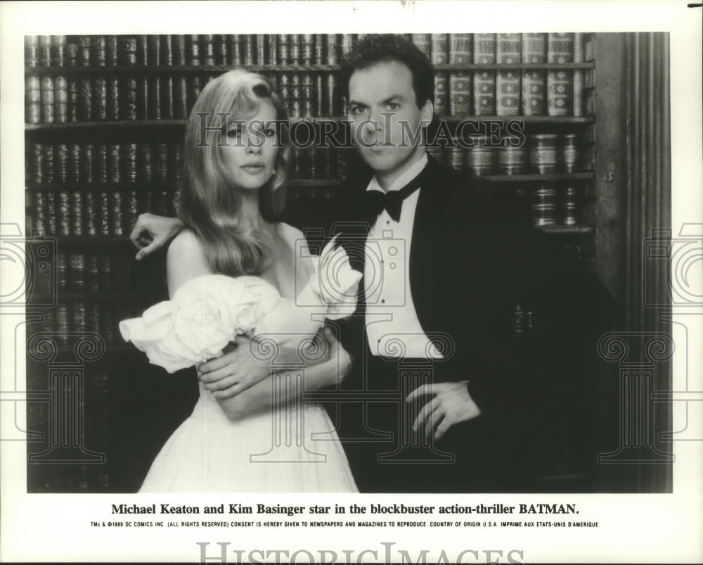 1992 Press Photo Michael Keaton and Kim Basinger star in blockbuster "Batman"- Historic Images