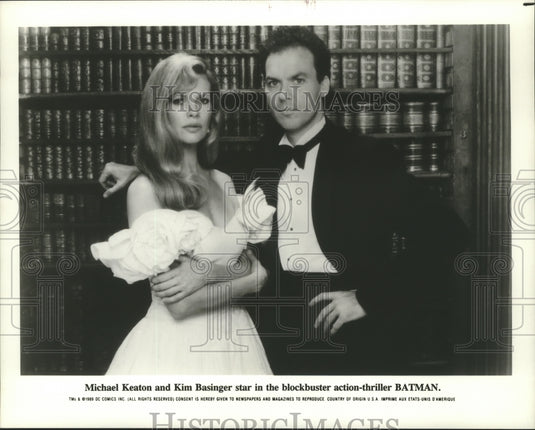 1992 Press Photo Michael Keaton and Kim Basinger star in blockbuster "Batman"- Historic Images