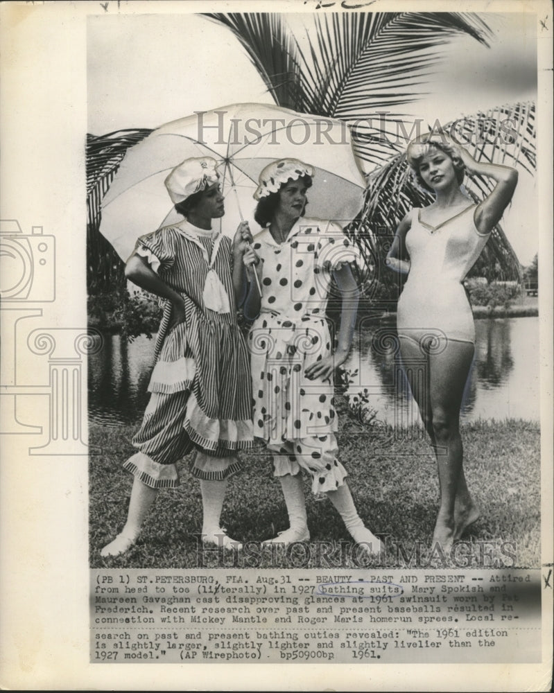 1961 Models Wearing Swimsuits from 1927, 1961 in St. Petersburg, Fla-Historic Images