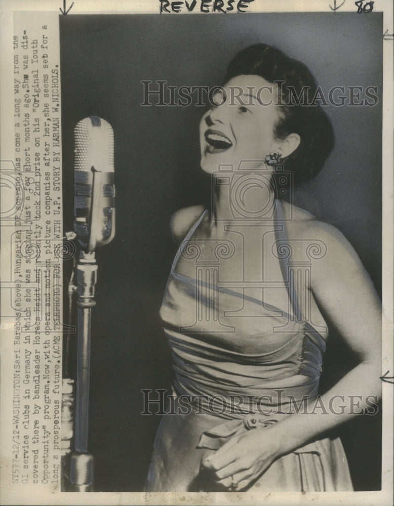 1950 Sari Barabas Singing-Historic Images