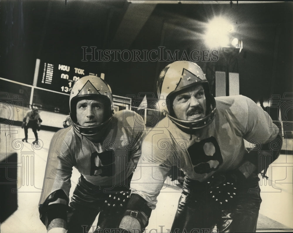 1975 Press Photo James Caan and John Beck in &quot;Rollerball&quot; by Norman Jewison-Historic Images