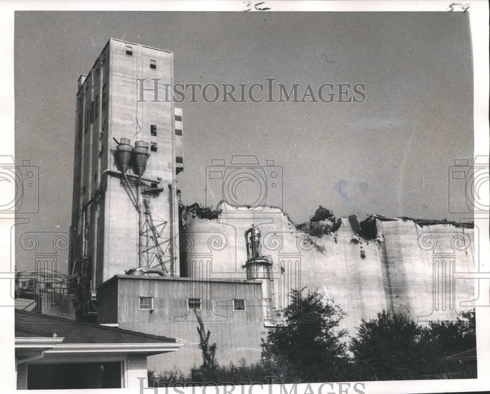 1970 Press Photo Fire at the Bunge Grain Elevator in Drestrehan, Louisiana - Historic Images