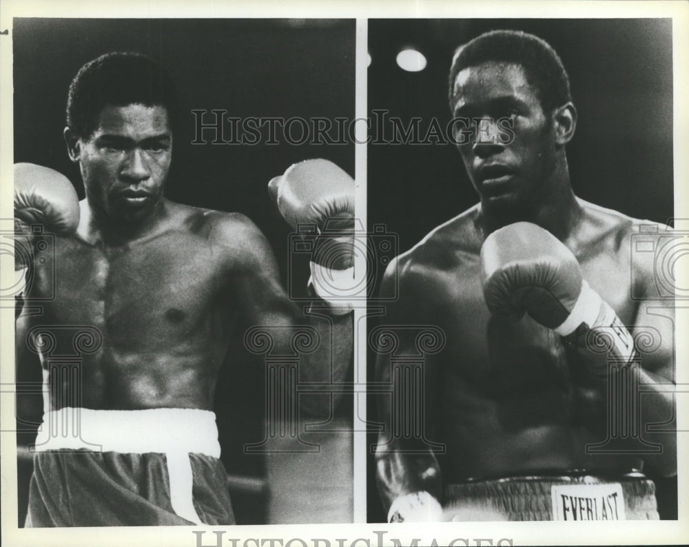 1982 Press Photo Boxers Johnny Bump City Bumphus &amp; Miguel Montilla - nox07767- Historic Images