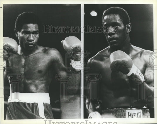 1982 Press Photo Boxers Johnny Bump City Bumphus & Miguel Montilla - nox07767- Historic Images