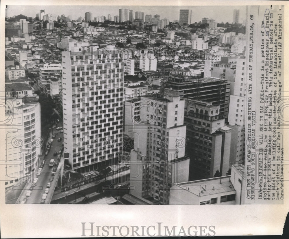1960 Press Photo Sao Paulo, Brazil - Aerial View of City Center - Historic Images