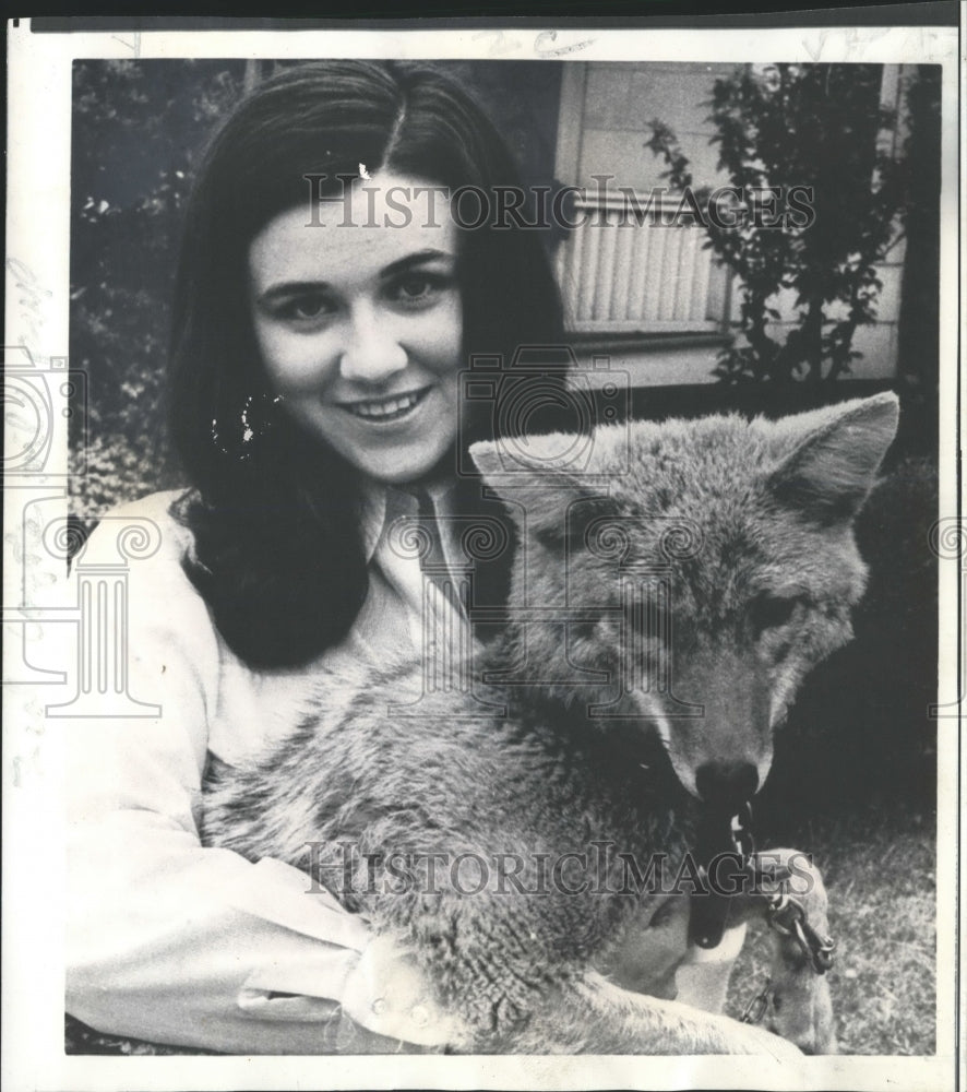 1969 Rebecca Bryson, Univ. of North Carolina Student and Pet Coyote-Historic Images