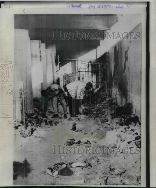 1957 Press Photo Remains of Youth Hostel Hit by Naplam Bombs in Cairo, Egypt-Historic Images