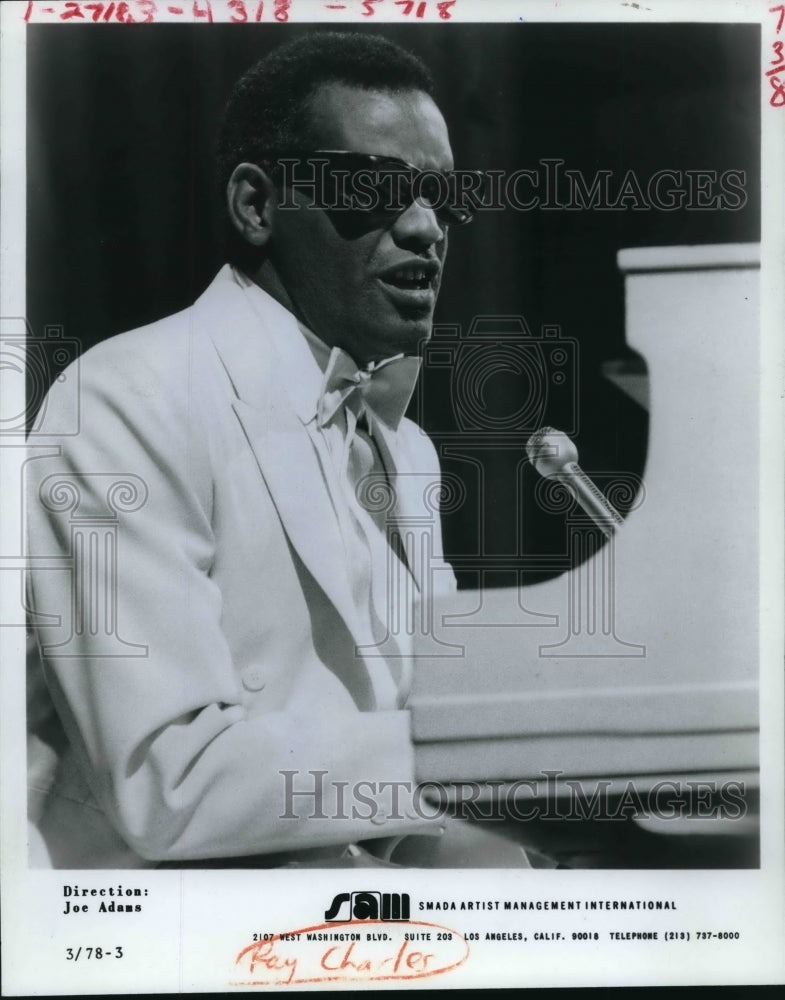 1978 Press Photo Singer Ray Charles - Historic Images