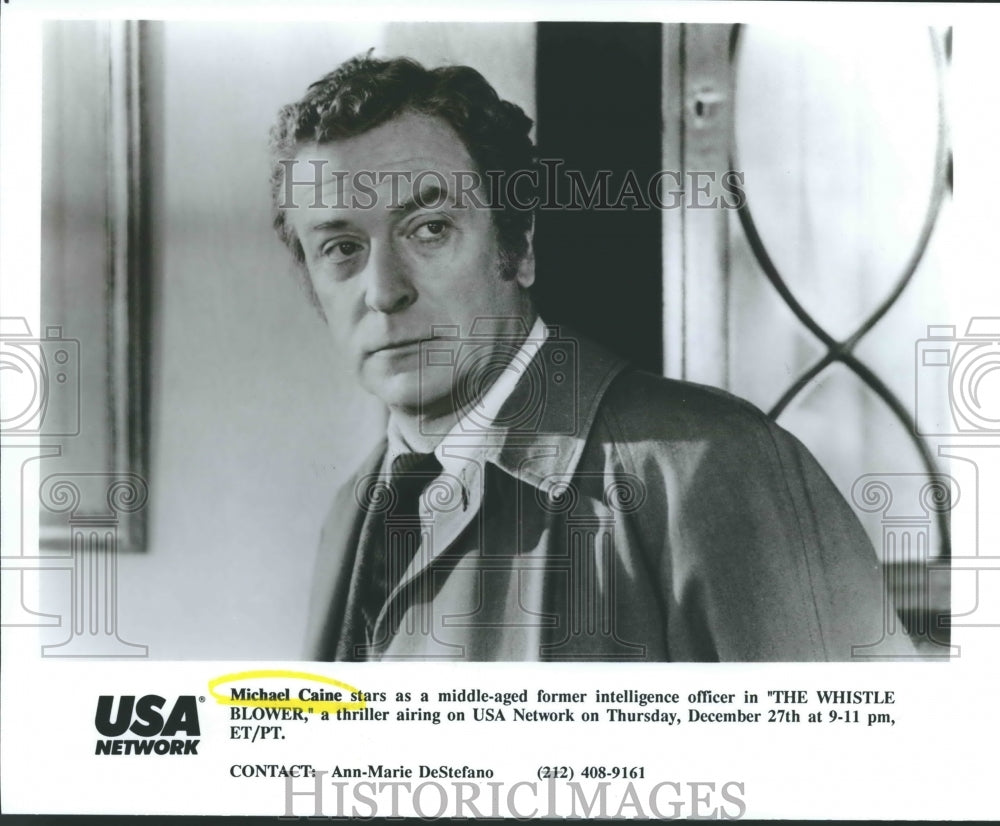 1991 Press Photo Actor Michael Caine Stars in The Whistle Blower - Historic Images