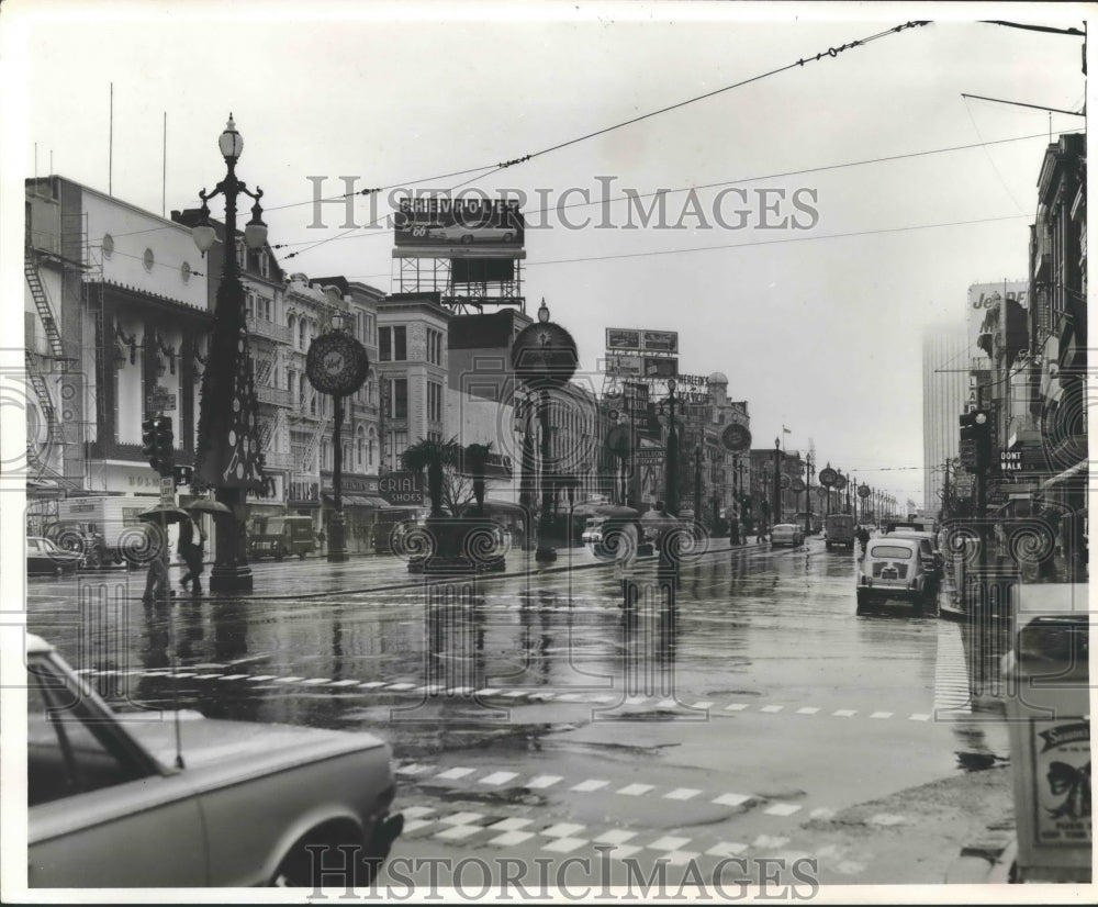 1966 Press Photo New Orleans - View of Canal Street on a Rainy Day - nox10945-Historic Images