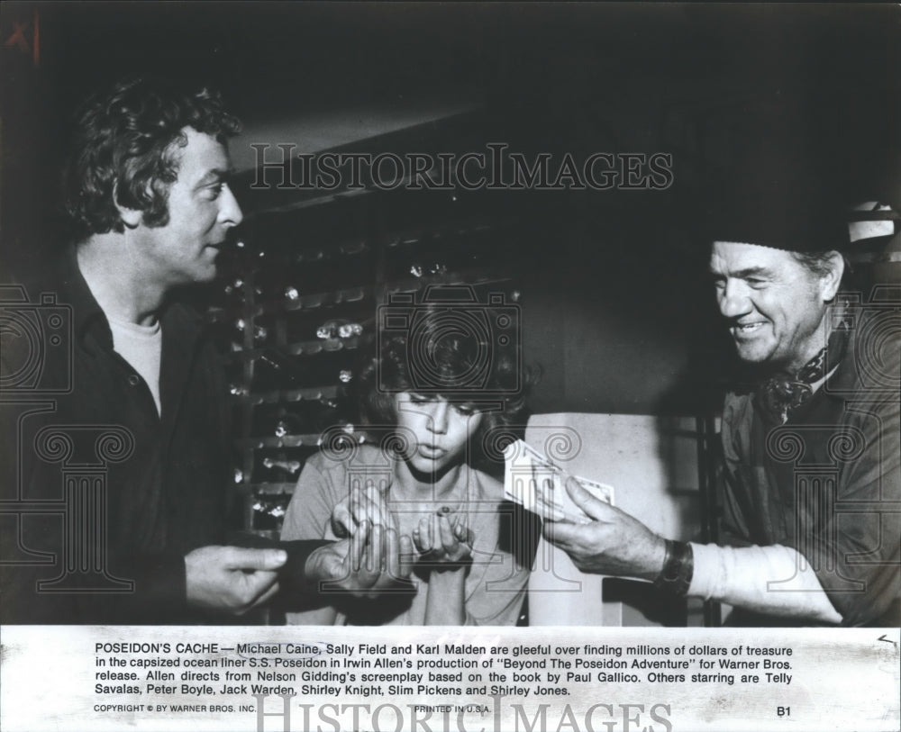 1979 Press Photo Michael Caine, Sally Field &amp; Karl Malden in Movie Scene - Historic Images