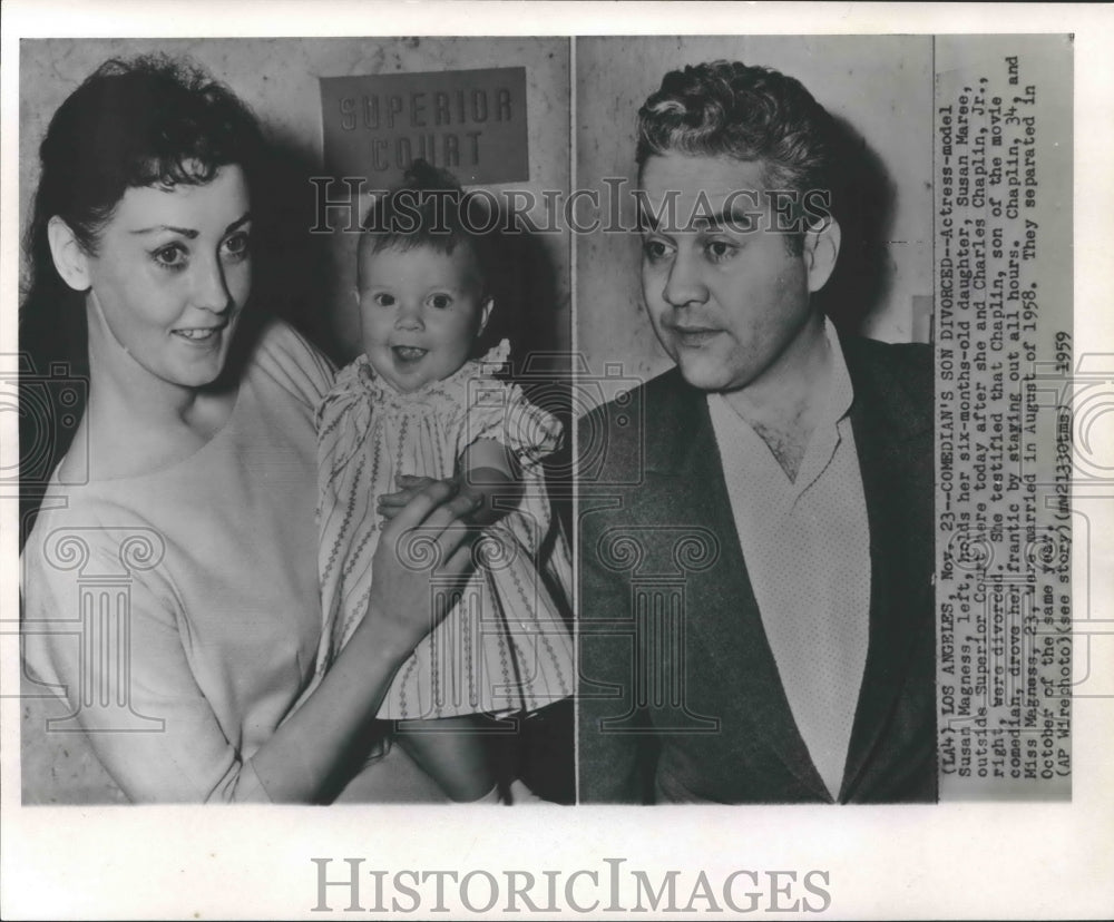 1959 Press Photo Susan Magness with Susan Maree, divorced Charles Chaplin, Jr. - Historic Images