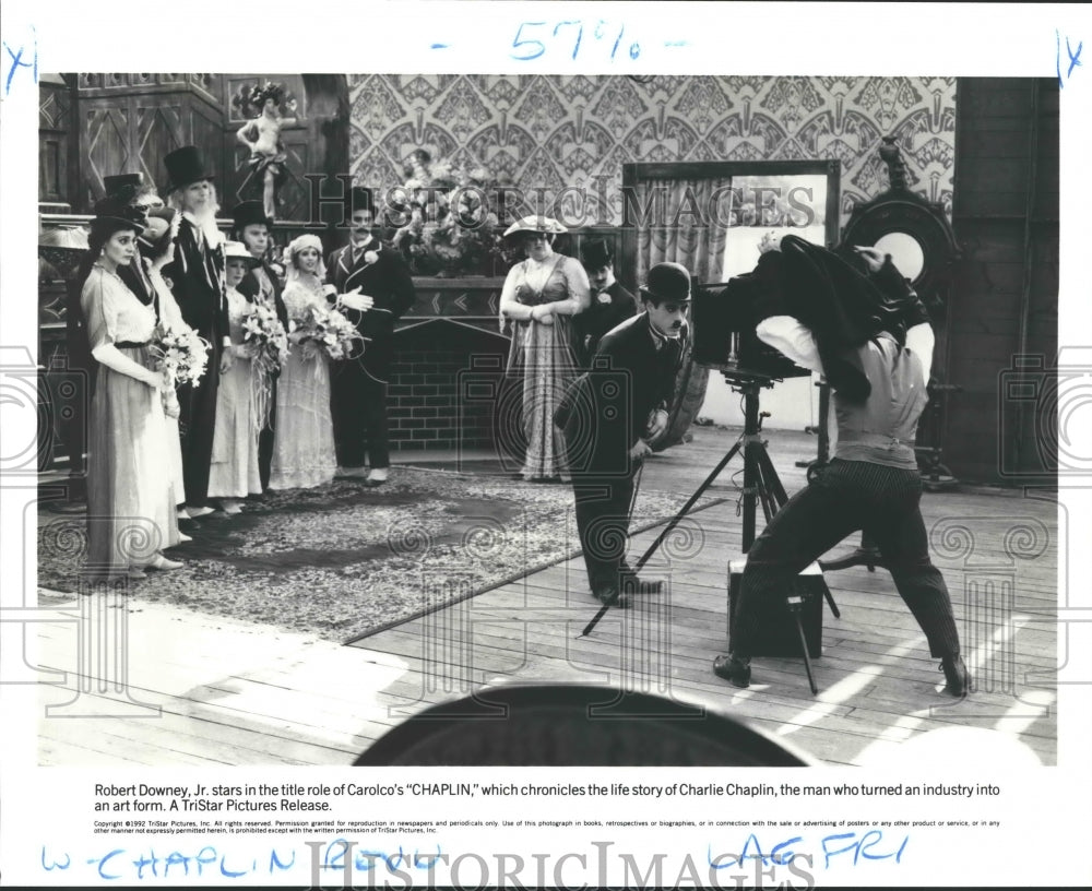 1992 Press Photo Cast of "Chaplin" starring Robert Downey, Jr. in title role - Historic Images