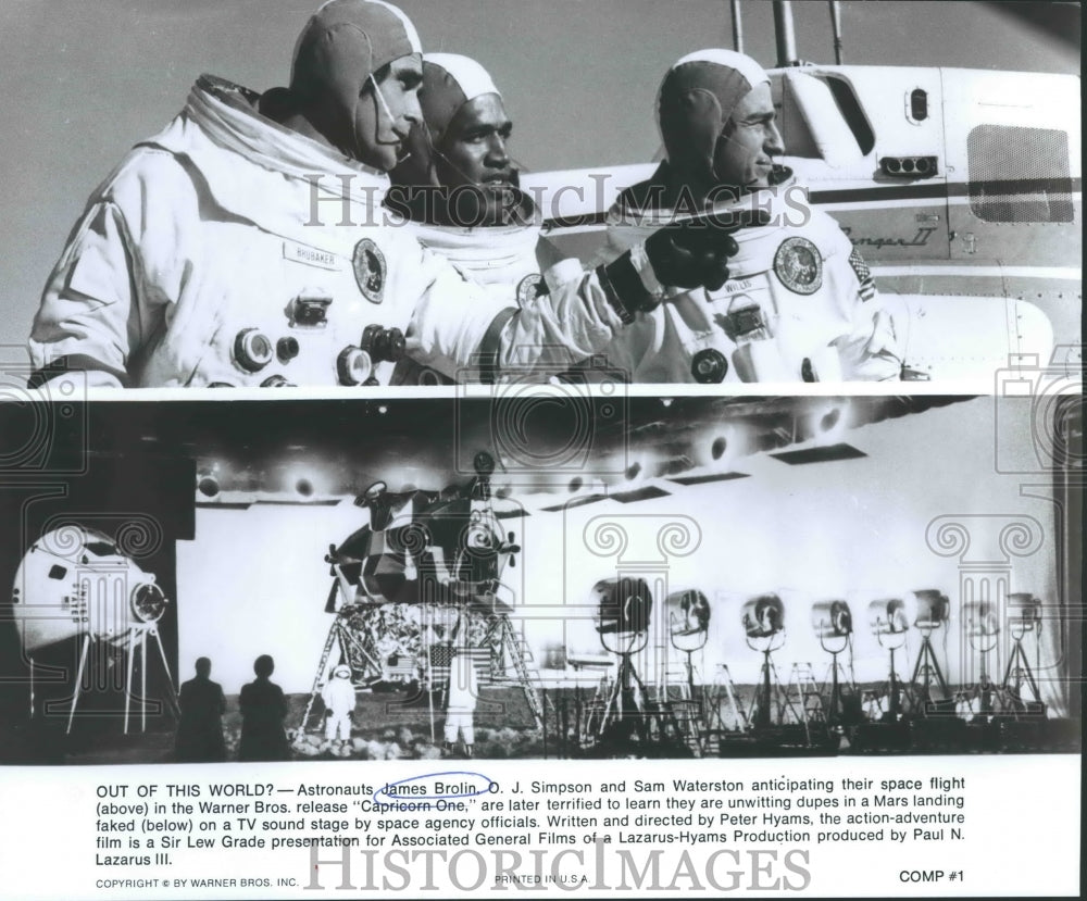 1978 Press Photo &quot;Capricorn One&quot; - James Brolin, O.J. Simpson, Sam Waterston - Historic Images