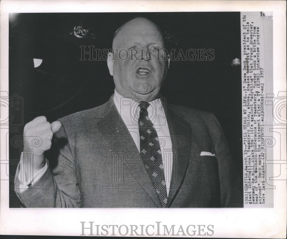 1957 Press Photo Dave Beck, President, International Teamsters Union - nox11357-Historic Images