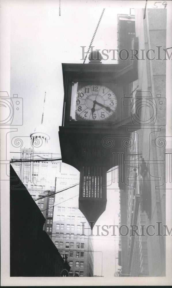 1957 Press Photo Clock at St. Charles and Gravier, New Orleans, Louisiana-Historic Images