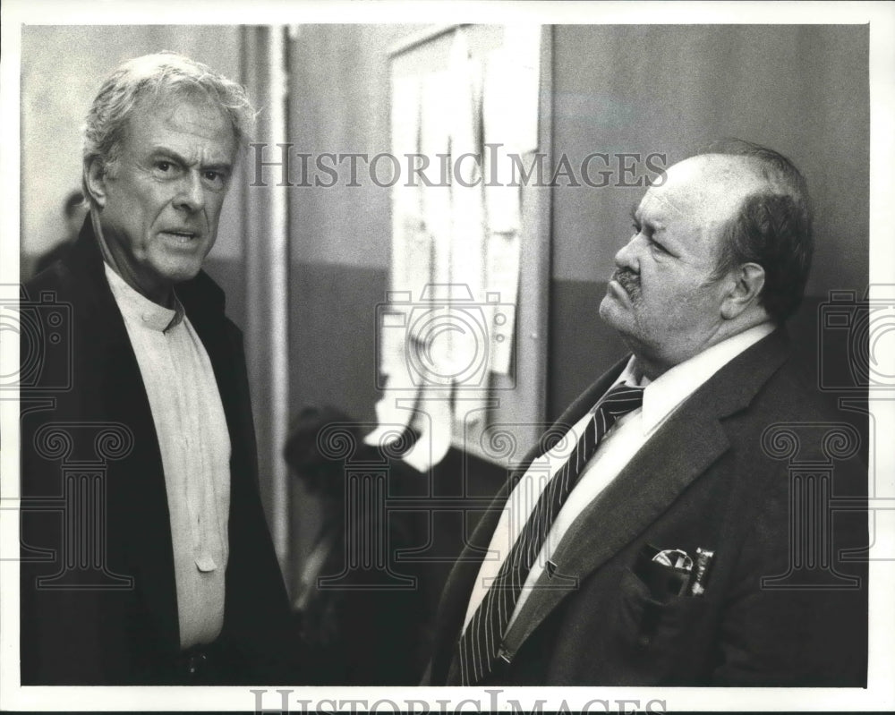 1987 Press Photo &quot;Jake and the Fatman&quot; - William Conrad and Robert Culp on CBS - Historic Images