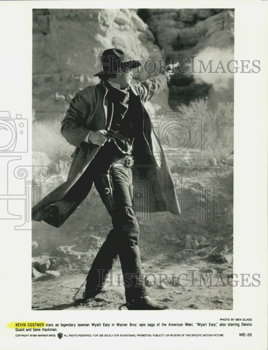 1995 Press Photo Actor Kevin Costner Shoots in "Wyatt Earp" - nox13553 - Historic Images