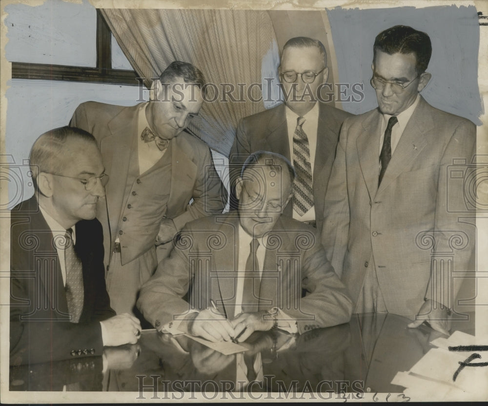 1953 Francis C. Doyle, Richard Barker Senior with Others at Ceremony - Historic Images