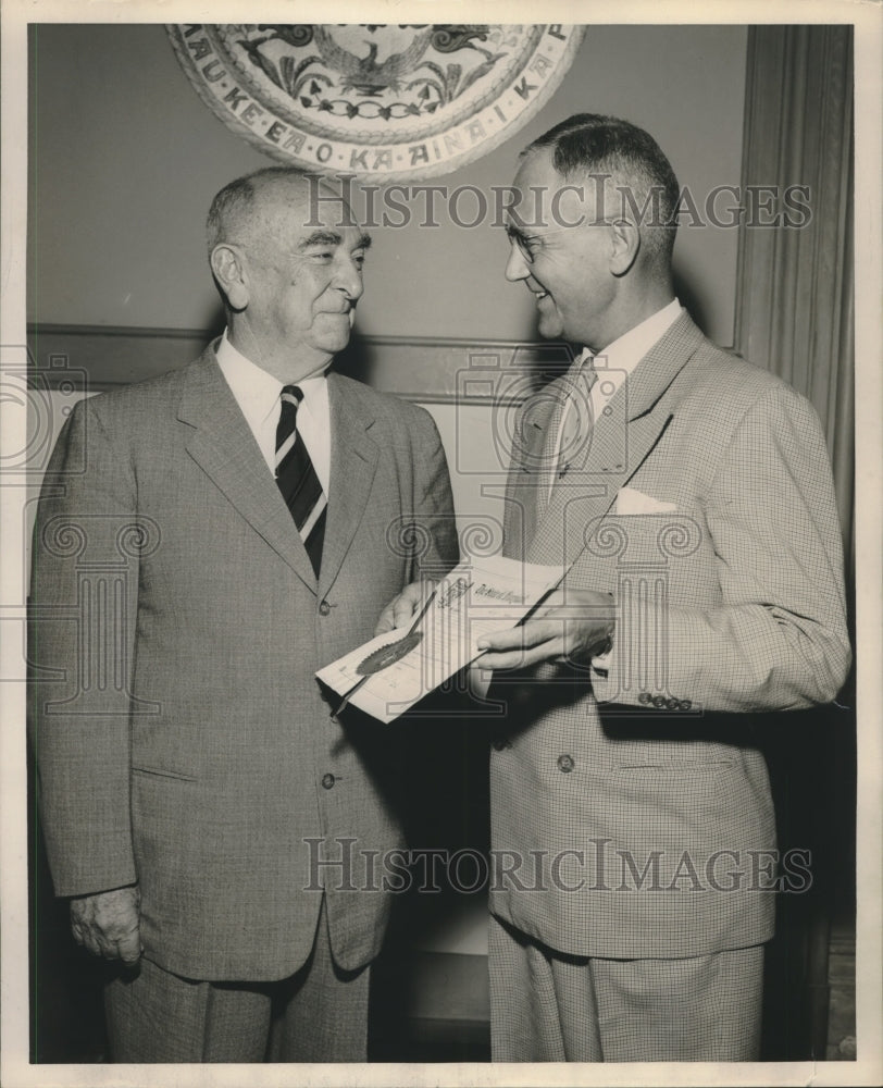 1954 Governor Samuel Wilder King of Hawaii, Colonel C. Stanford Cost - Historic Images