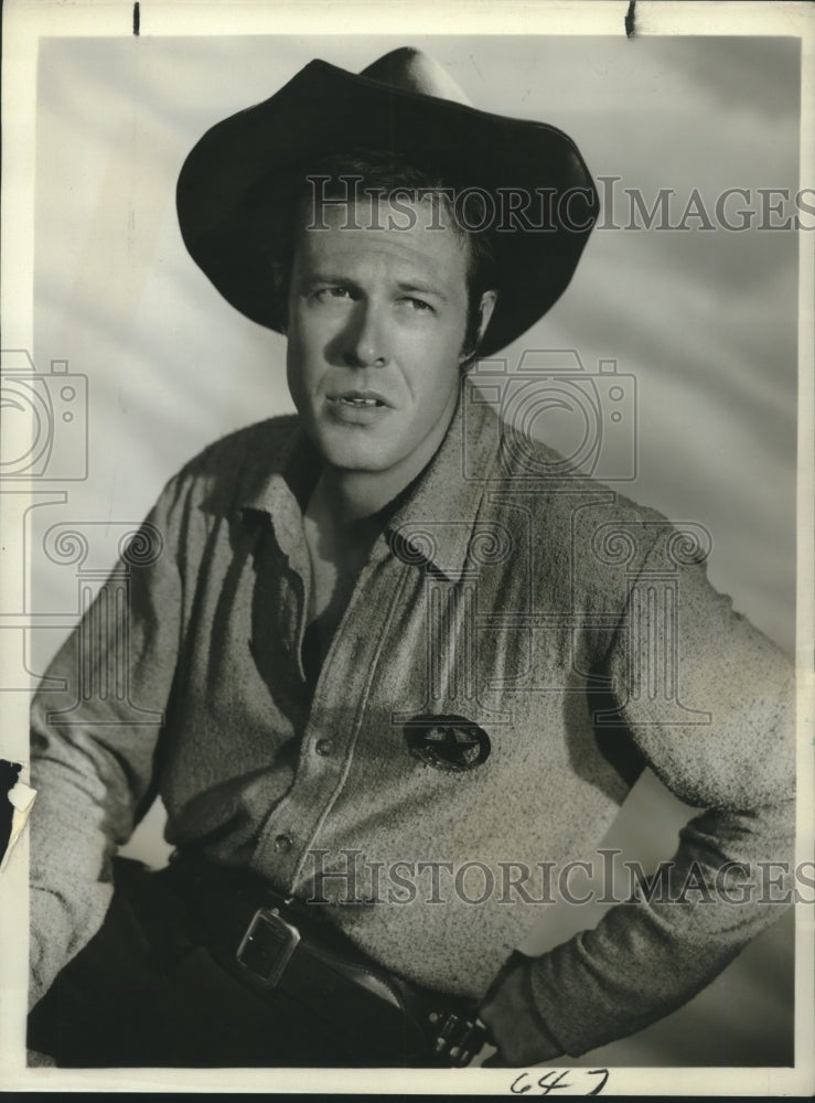 1957 Press Photo Actor Robert Culp pose as a cowboy - nox15275- Historic Images