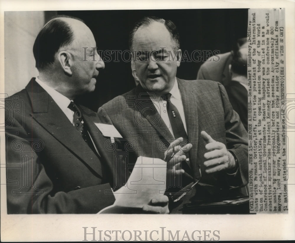 1961 Press Photo Senator Hubert Humphrey, Democrat-Minnesota, Fernand Cottier - Historic Images