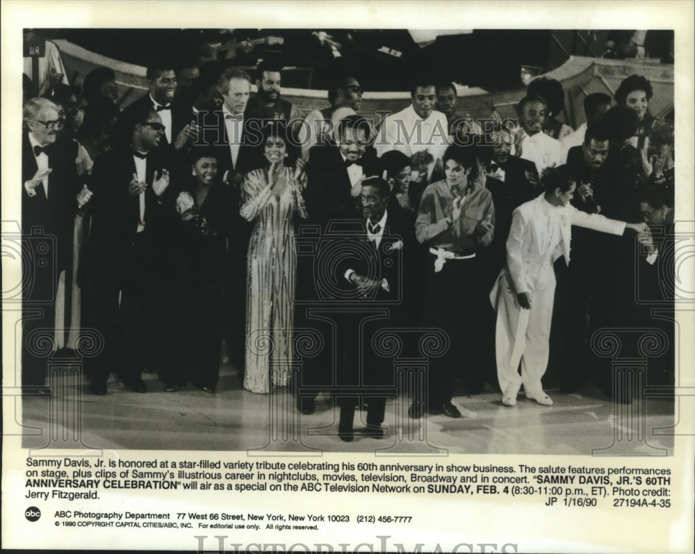 1990 Press Photo Sammy Davis, Junior 60th Anniversary Celebration on ABC Network - Historic Images