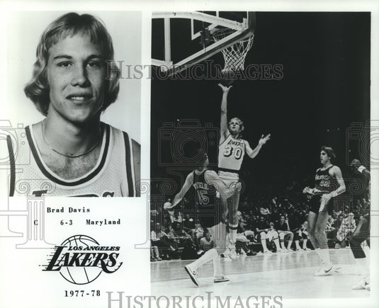 1978 Press Photo Los Angeles Lakers Basketball Player Brad Davis in Court Action-Historic Images